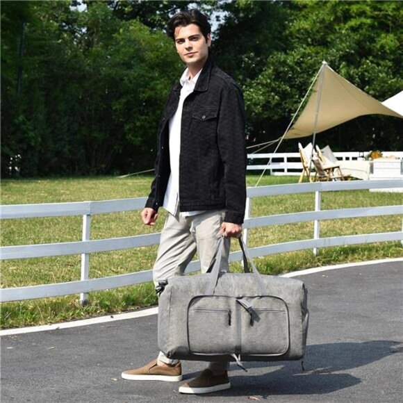 Travel Duffle Bag for Men - Foldable Duffel Bag with Shoes Compartment - Picture 6 of 7